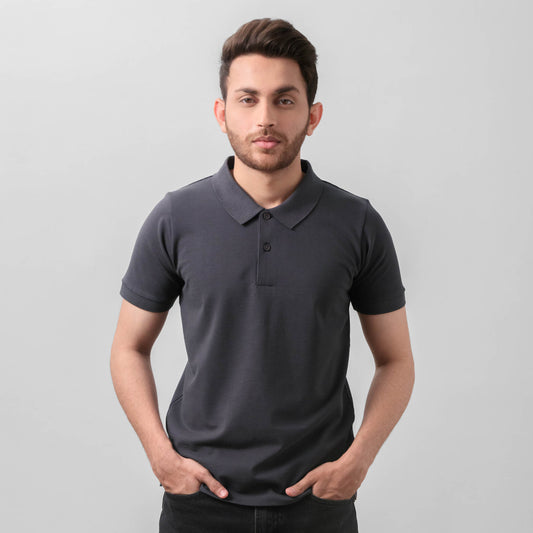 Men's Supima Piqué Polo - Asphalt